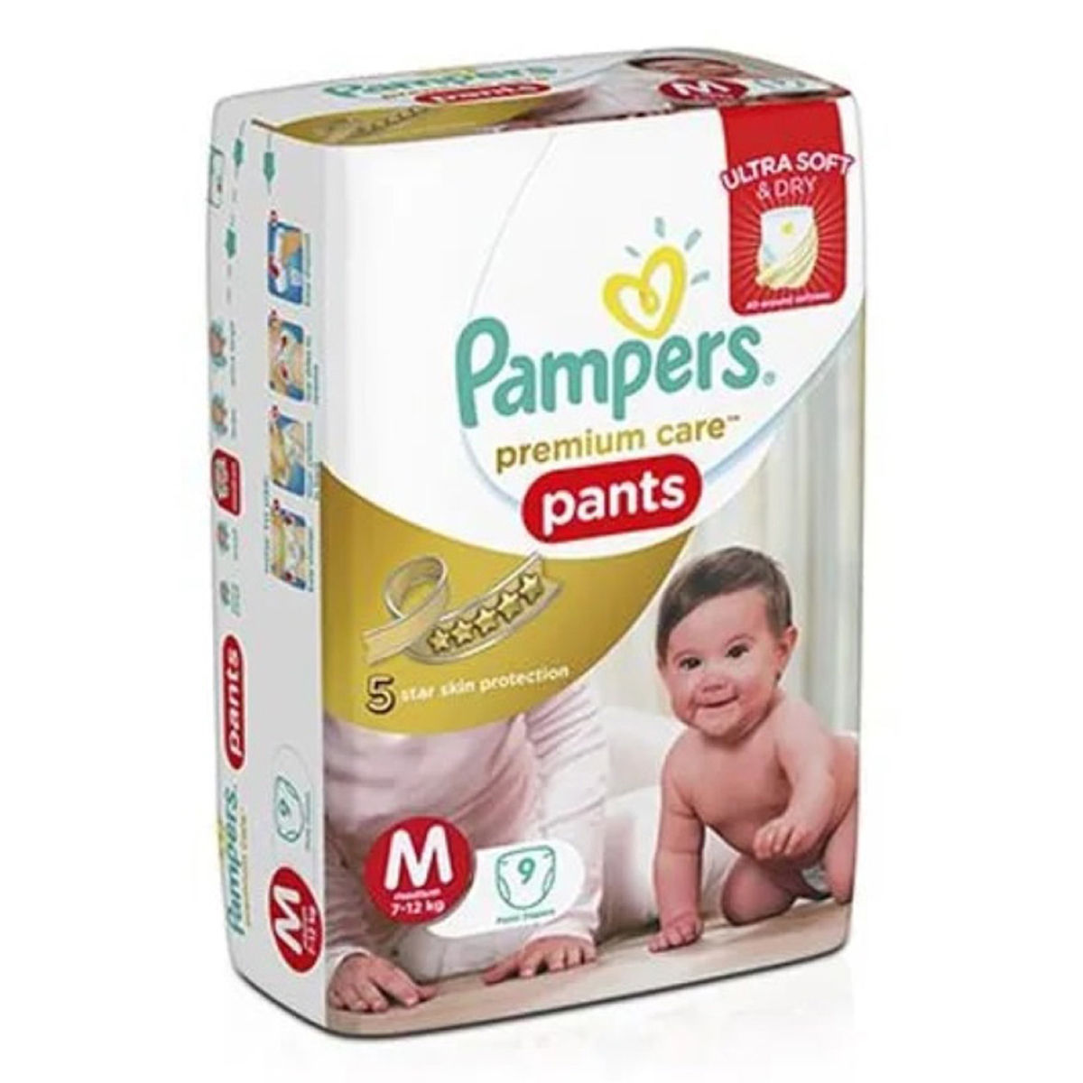 Pampers Premium Care Pants, Medium size baby diapers (M), 38 Count, Softest  ever Pampers pants – JUNIOR SHOP.in